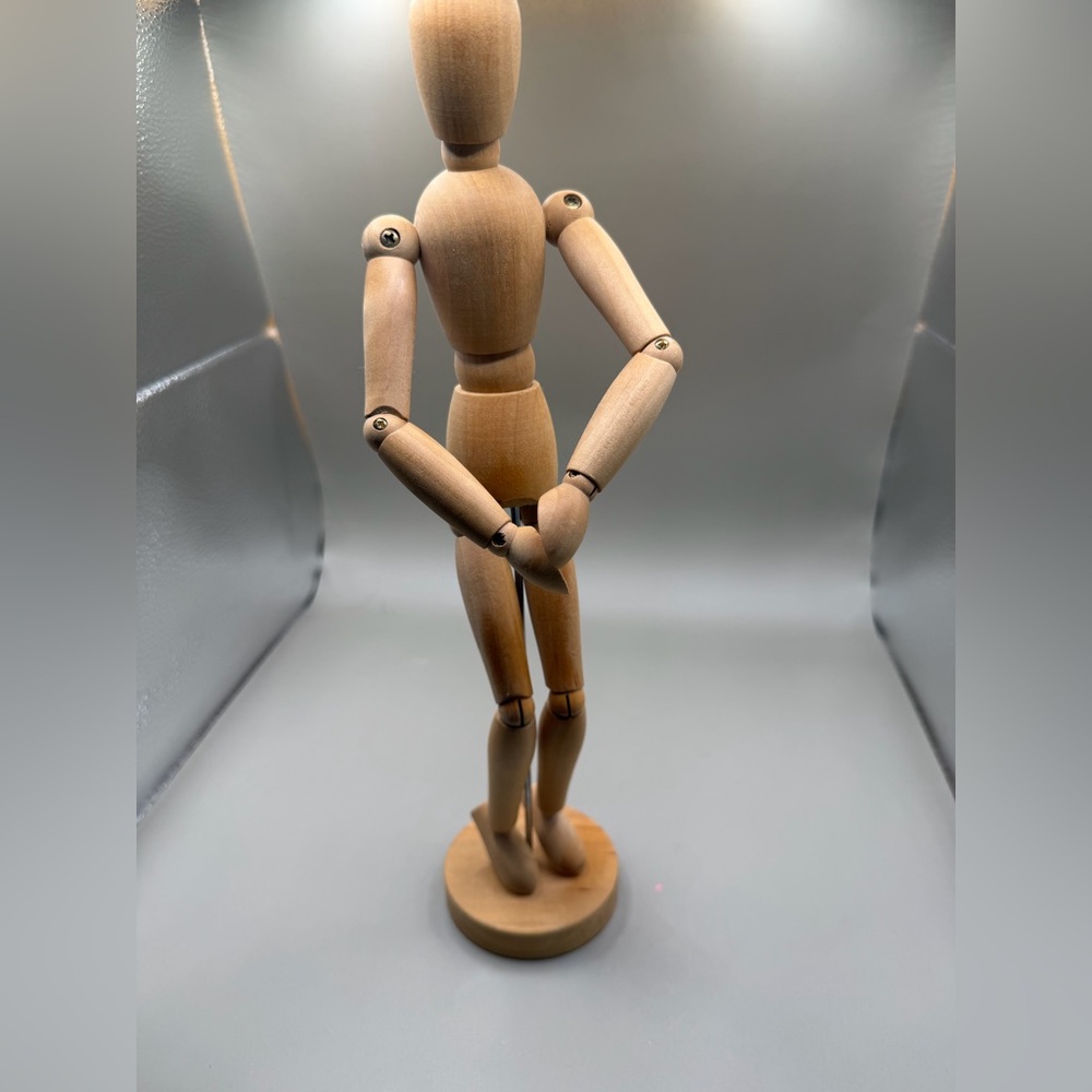 Wooden Artist Mannequin Poseable Figure in Natural Wood